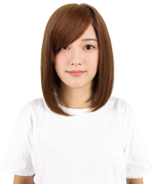 Wigs2you H-6902 女性用 11インチ ショートボブウィッグ | ライトブラウン合成繊維使用 | 手植え・自然な軽量通気性キャップ付きウィッグ