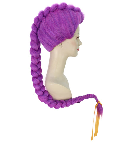 Wigs2you H-6943 大人用K-POPデーモンハンターウィッグ（紫のロングファンタジーブレイド付き）｜ハロウィンウィッグ｜未来的なポップスター戦士風