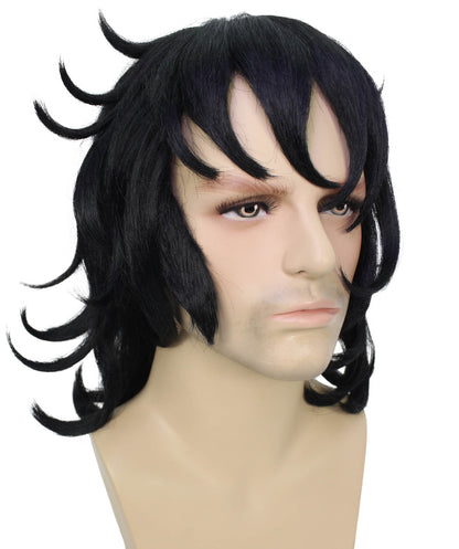 Wigs2you H-6945 大人用メンズ アニメ主人公 テクスチャードブラックウィッグ ハロウィンに最適 難燃性合成繊維