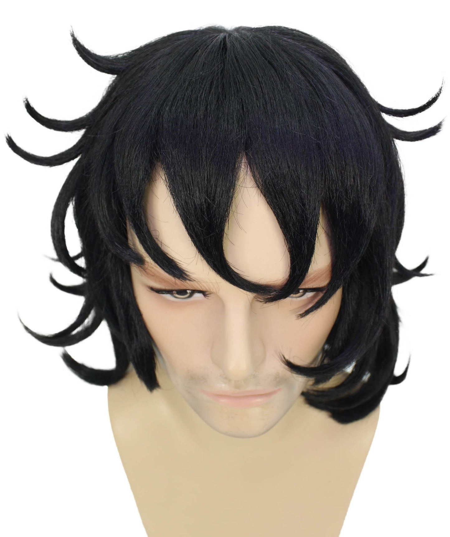 Wigs2you H-6945 大人用メンズ アニメ主人公 テクスチャードブラックウィッグ ハロウィンに最適 難燃性合成繊維