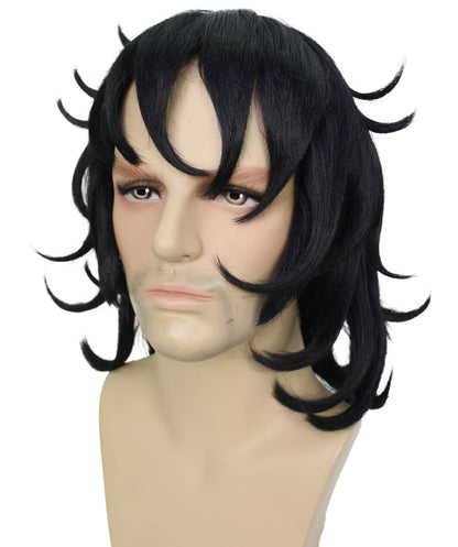 Wigs2you H-6945 大人用メンズ アニメ主人公 テクスチャードブラックウィッグ ハロウィンに最適 難燃性合成繊維