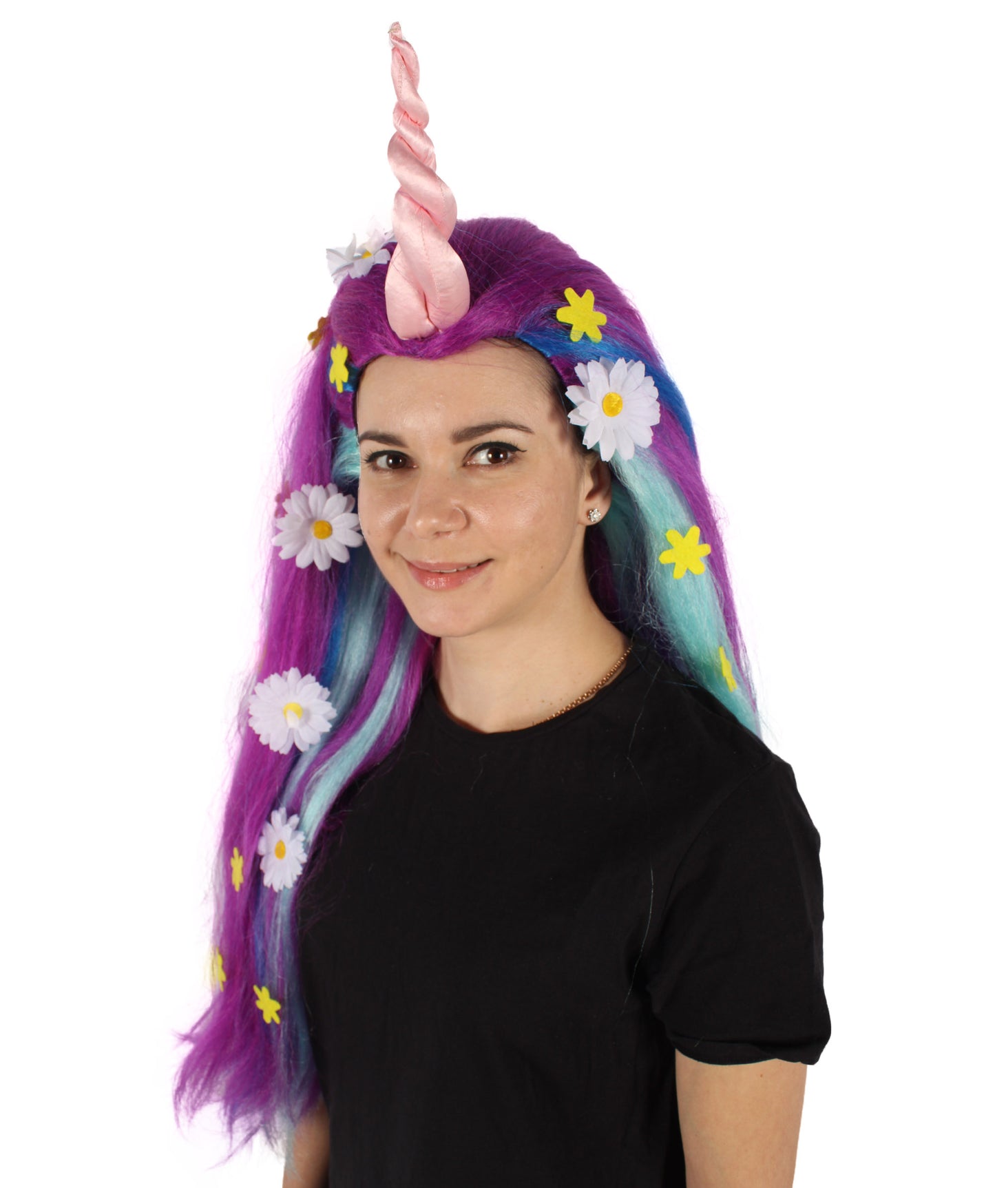 Wigs2you H-6947 大人女性用ロングフェアリーテイルパープルウィッグ（角付き）I ユニコーンコスプレウィッグ I 難燃性合成繊維