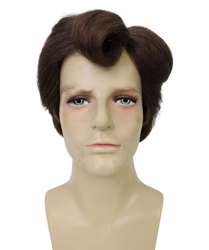 Wigs2you H-6952 大人用メンズ レトロ ロックンロール ブラウン グリーザーウィッグ | パーティーや劇場に最適な50年代風ヴィンテージウィッグスタイル | 難燃性合成繊維
