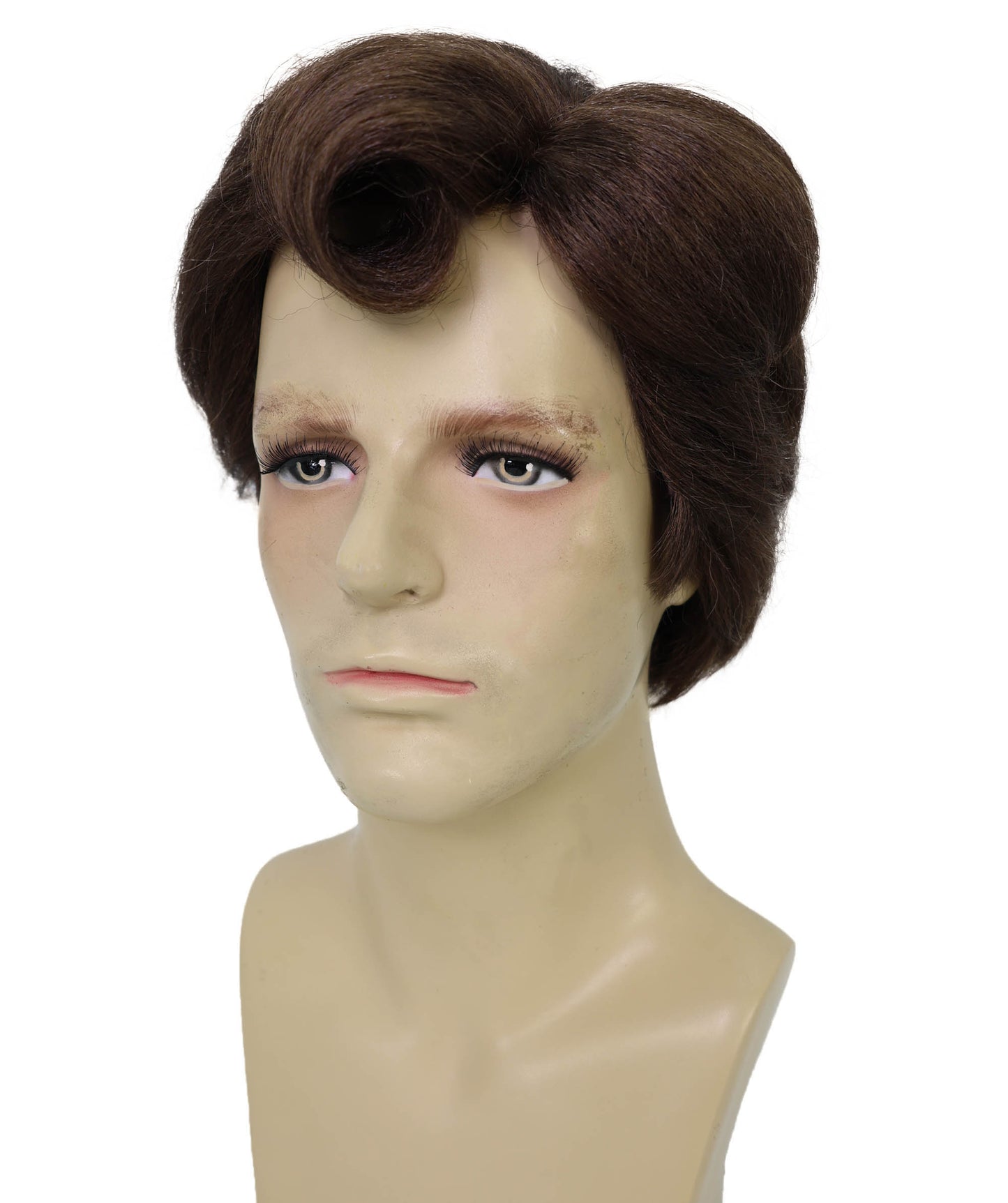 Wigs2you H-6952 大人用メンズ レトロ ロックンロール ブラウン グリーザーウィッグ | パーティーや劇場に最適な50年代風ヴィンテージウィッグスタイル | 難燃性合成繊維
