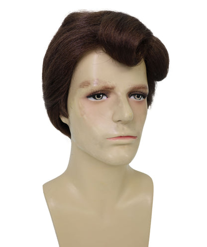 Wigs2you H-6952 大人用メンズ レトロ ロックンロール ブラウン グリーザーウィッグ | パーティーや劇場に最適な50年代風ヴィンテージウィッグスタイル | 難燃性合成繊維