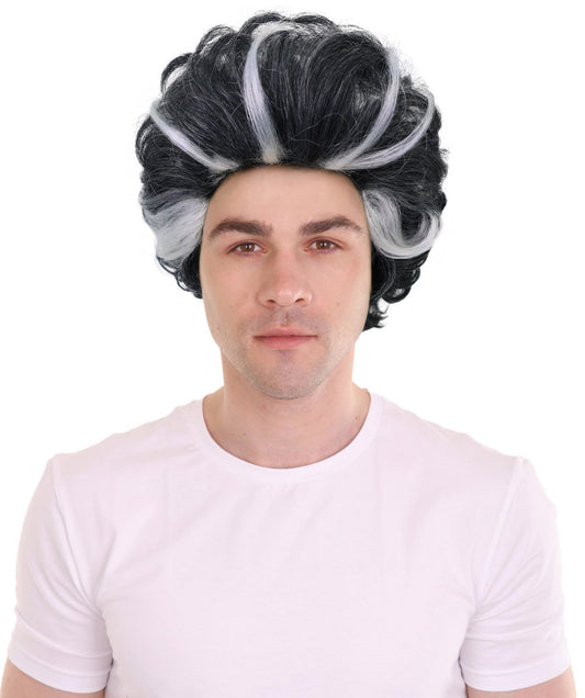 Wigs2you H-6953 ハイライト付き大人用グレーショートウェーブウィッグ｜ハロウィンパーティーに最適なソルト＆ペッパーヘアウィッグ｜難燃性合成繊維