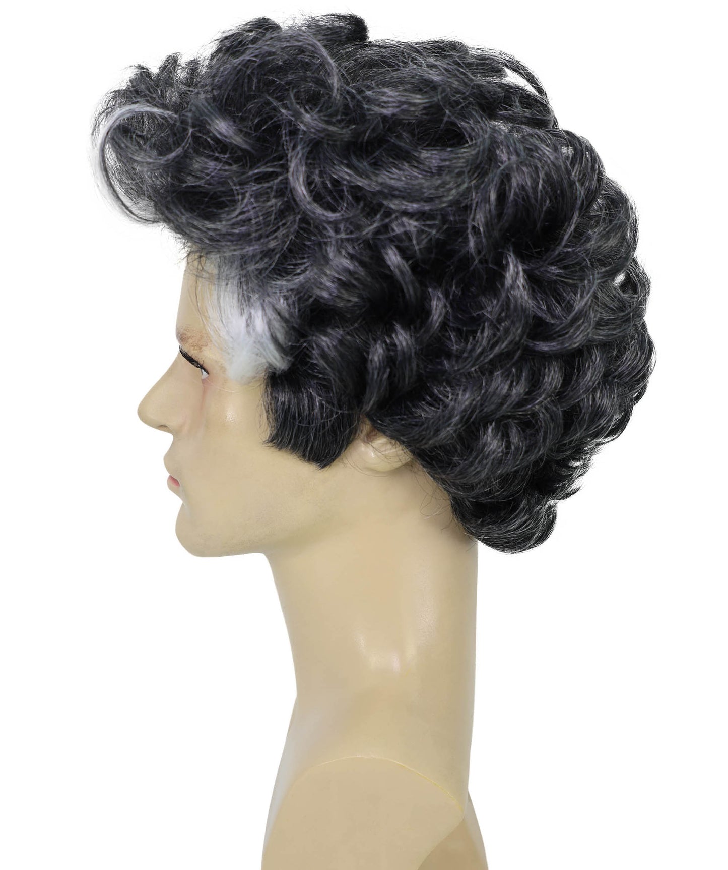 Wigs2you H-6953 ハイライト付き大人用グレーショートウェーブウィッグ｜ハロウィンパーティーに最適なソルト＆ペッパーヘアウィッグ｜難燃性合成繊維