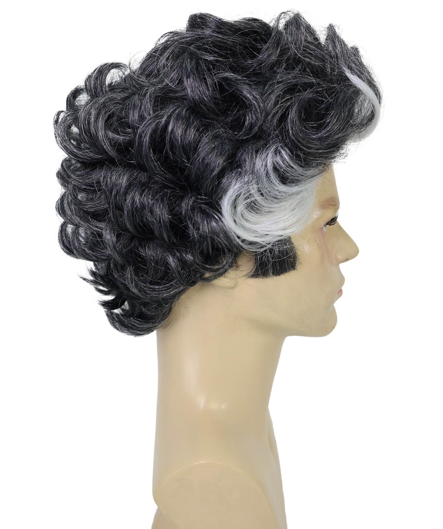 Wigs2you H-6953 ハイライト付き大人用グレーショートウェーブウィッグ｜ハロウィンパーティーに最適なソルト＆ペッパーヘアウィッグ｜難燃性合成繊維