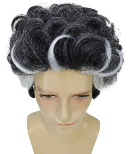 Wigs2you H-6953 ハイライト付き大人用グレーショートウェーブウィッグ｜ハロウィンパーティーに最適なソルト＆ペッパーヘアウィッグ｜難燃性合成繊維