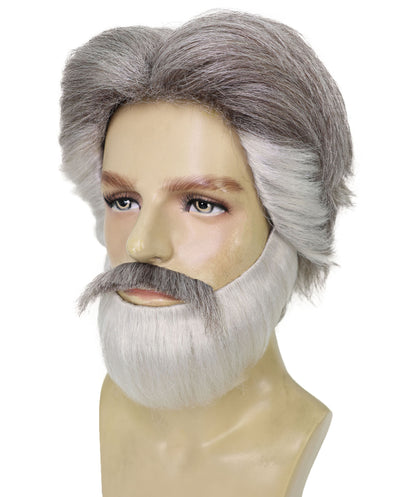 Wigs2you H-6958 大人用メンズ フランコカルチャー モダングレー ハロウィンウィッグ、口ひげ、あごひげセット | 合成難燃繊維 | 通気性のあるキャップレスキャップ ステージ＆パーティー用