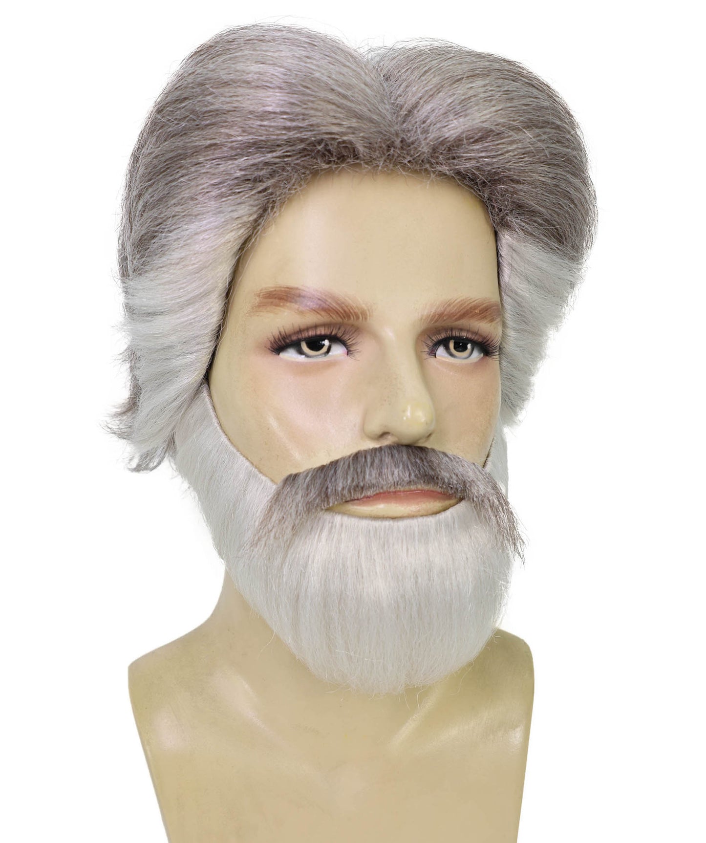 Wigs2you H-6958 大人用メンズ フランコカルチャー モダングレー ハロウィンウィッグ、口ひげ、あごひげセット | 合成難燃繊維 | 通気性のあるキャップレスキャップ ステージ＆パーティー用