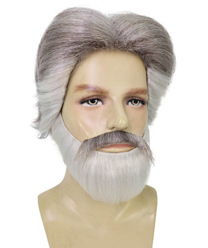 Wigs2you H-6958 大人用メンズ フランコカルチャー モダングレー ハロウィンウィッグ、口ひげ、あごひげセット | 合成難燃繊維 | 通気性のあるキャップレスキャップ ステージ＆パーティー用