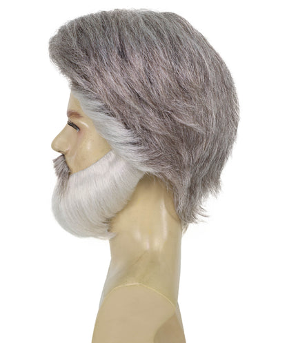 Wigs2you H-6958 大人用メンズ フランコカルチャー モダングレー ハロウィンウィッグ、口ひげ、あごひげセット | 合成難燃繊維 | 通気性のあるキャップレスキャップ ステージ＆パーティー用