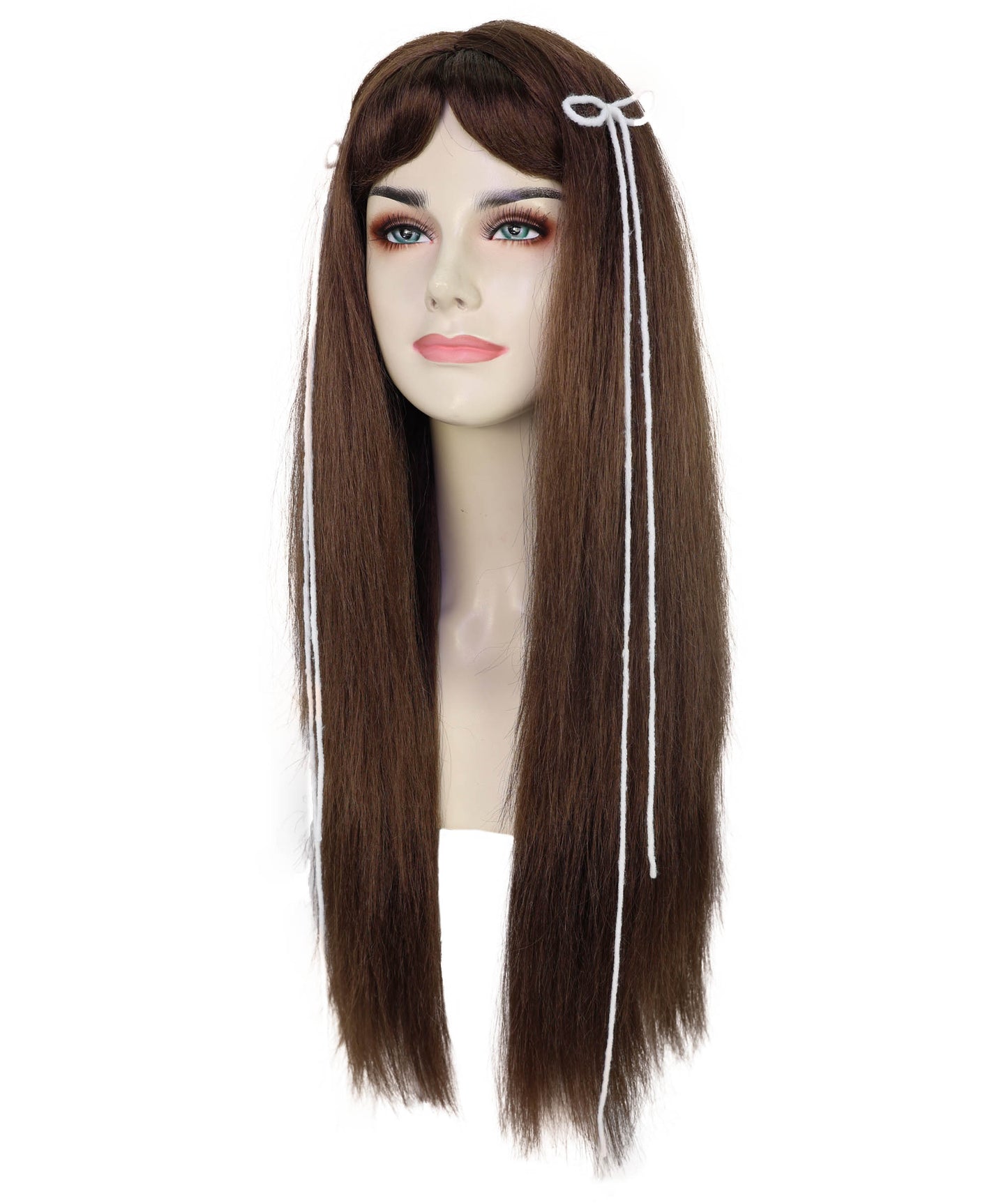 Wigs2you H-6969 大人女性用エレガントなロングブラウンウィッグ（ハイライトとカーテンバング付き）｜ナチュラルストレートスタイル｜ハロウィンに最適｜通気性のあるキャップレスキャップ