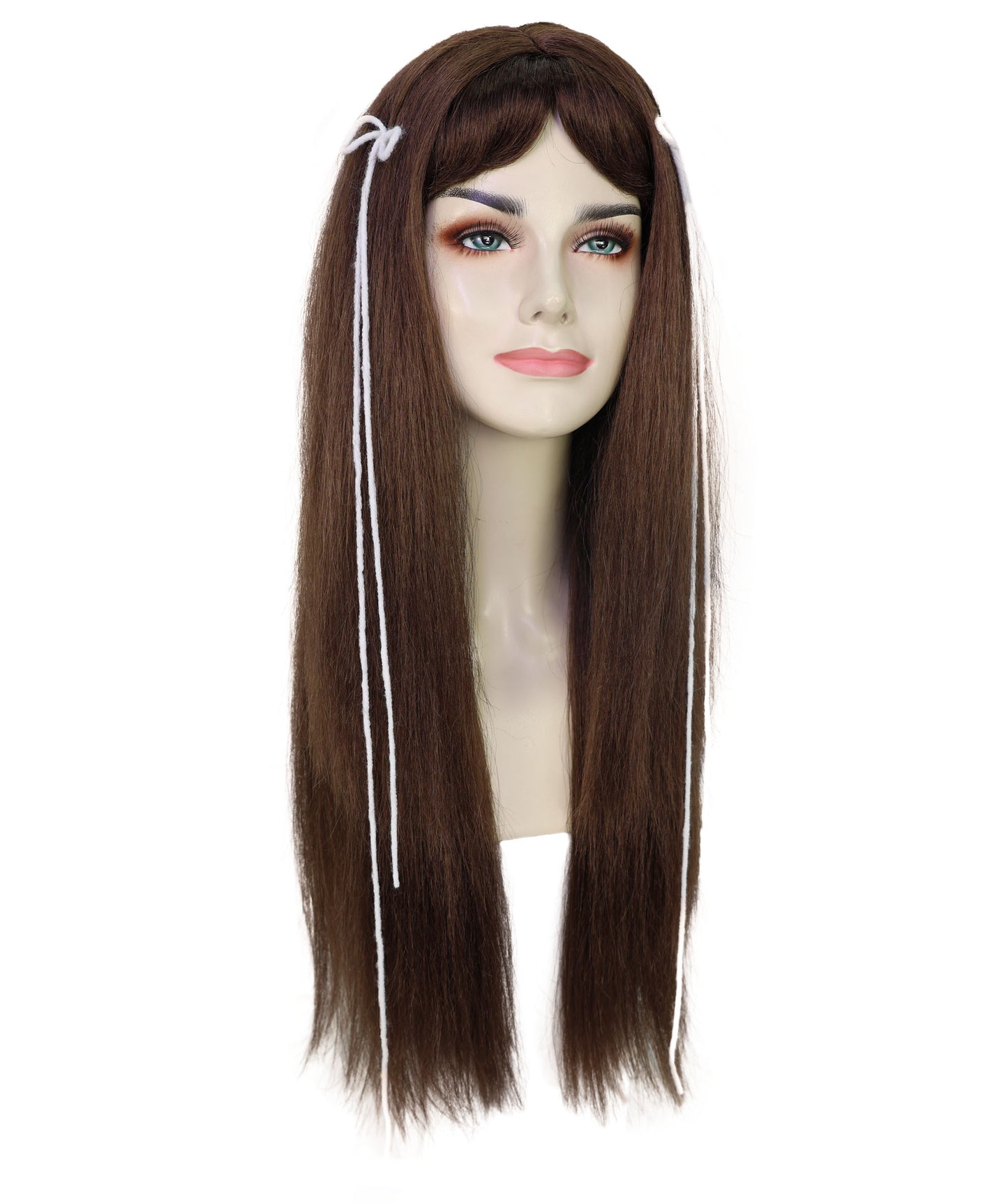 Wigs2you H-6969 大人女性用エレガントなロングブラウンウィッグ（ハイライトとカーテンバング付き）｜ナチュラルストレートスタイル｜ハロウィンに最適｜通気性のあるキャップレスキャップ