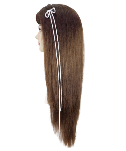 Wigs2you H-6969 大人女性用エレガントなロングブラウンウィッグ（ハイライトとカーテンバング付き）｜ナチュラルストレートスタイル｜ハロウィンに最適｜通気性のあるキャップレスキャップ