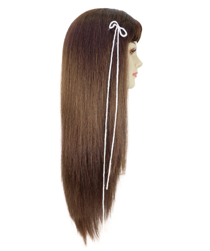 Wigs2you H-6969 大人女性用エレガントなロングブラウンウィッグ（ハイライトとカーテンバング付き）｜ナチュラルストレートスタイル｜ハロウィンに最適｜通気性のあるキャップレスキャップ