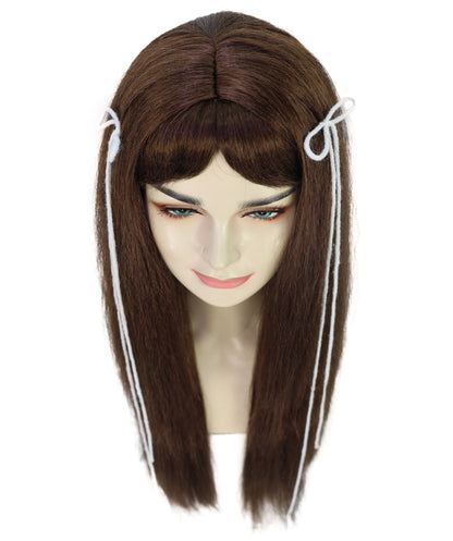 Wigs2you H-6969 大人女性用エレガントなロングブラウンウィッグ（ハイライトとカーテンバング付き）｜ナチュラルストレートスタイル｜ハロウィンに最適｜通気性のあるキャップレスキャップ