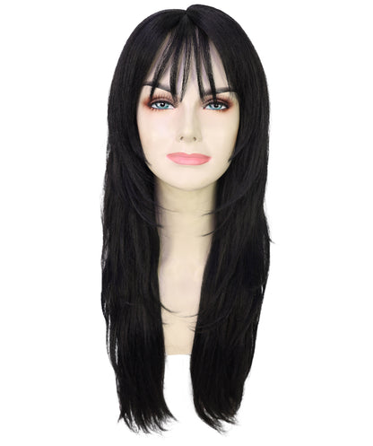 Wigs2you H-6970 レイヤーカットとふんわり前髪が特徴の大人女性用スリークブラックウィッグ｜セレブ風ロングヘア｜ハロウィンに最適｜通気性キャップ