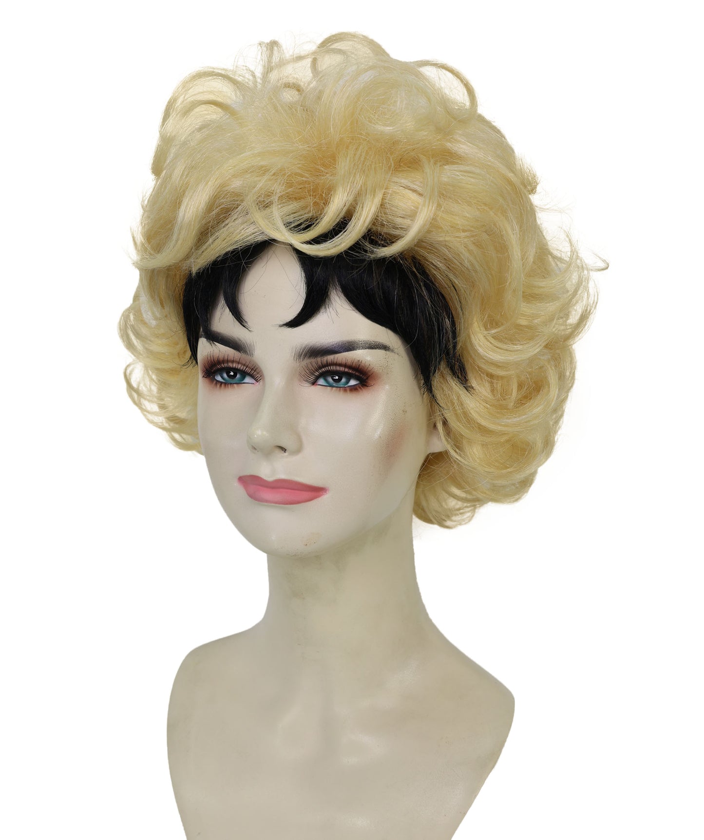Wigs2you H-6973 大人女性用、ダークルートのゴールデンブロンドカーリーウィッグ｜ハイファッションのエディトリアルスタイル｜ハロウィンに最適｜通気性のあるキャップレスキャップ