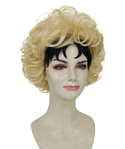 Wigs2you H-6973 大人女性用、ダークルートのゴールデンブロンドカーリーウィッグ｜ハイファッションのエディトリアルスタイル｜ハロウィンに最適｜通気性のあるキャップレスキャップ