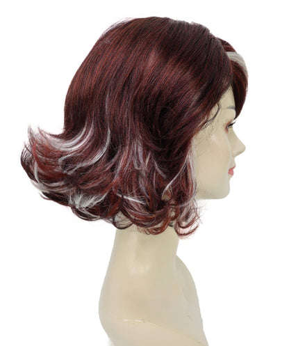 Wigs2you H-6974 大人女性用90年代風バーガンディ＆モカショートレイヤードウィッグ（シックなハイライト入り）｜レトログラムヘアピース｜ハロウィンに最適｜通気性のあるキャップレスキャップ