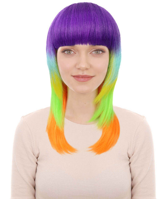 Wigs2you H-6976 大人女性用鮮やかなレインボープリズムウィッグ｜ロングレイヤードマルチカラーヘア｜ハロウィンに最適｜通気性のあるキャップレスキャップ