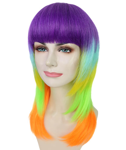 Wigs2you H-6976 大人女性用鮮やかなレインボープリズムウィッグ｜ロングレイヤードマルチカラーヘア｜ハロウィンに最適｜通気性のあるキャップレスキャップ
