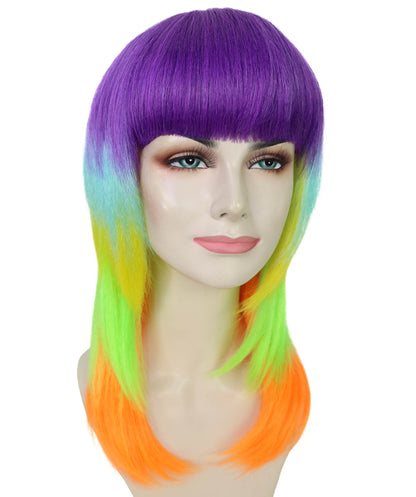 Wigs2you H-6976 大人女性用鮮やかなレインボープリズムウィッグ｜ロングレイヤードマルチカラーヘア｜ハロウィンに最適｜通気性のあるキャップレスキャップ