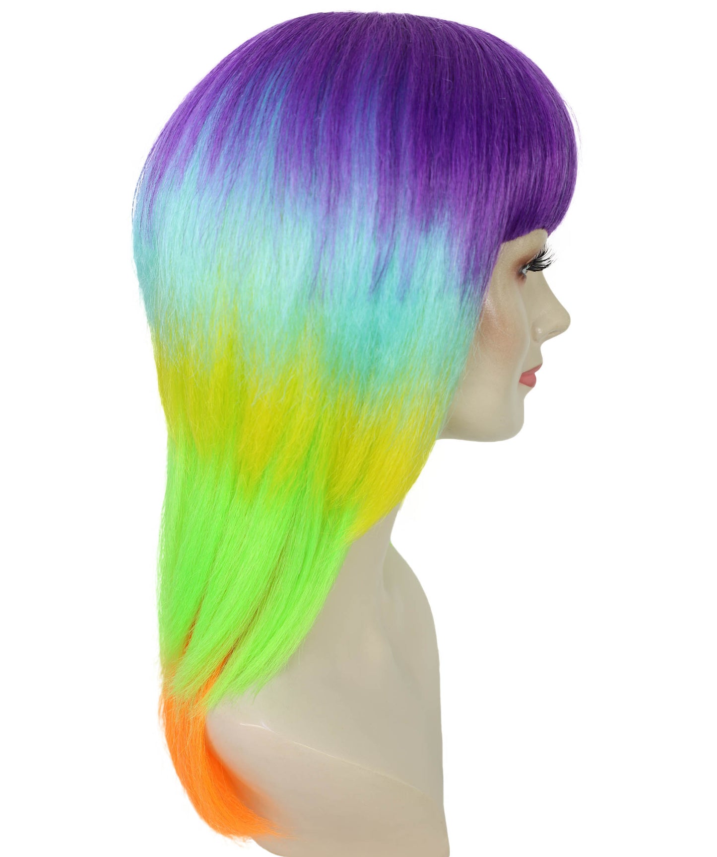 Wigs2you H-6976 大人女性用鮮やかなレインボープリズムウィッグ｜ロングレイヤードマルチカラーヘア｜ハロウィンに最適｜通気性のあるキャップレスキャップ