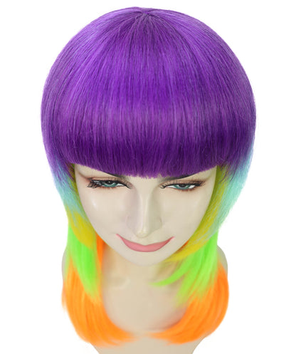 Wigs2you H-6976 大人女性用鮮やかなレインボープリズムウィッグ｜ロングレイヤードマルチカラーヘア｜ハロウィンに最適｜通気性のあるキャップレスキャップ