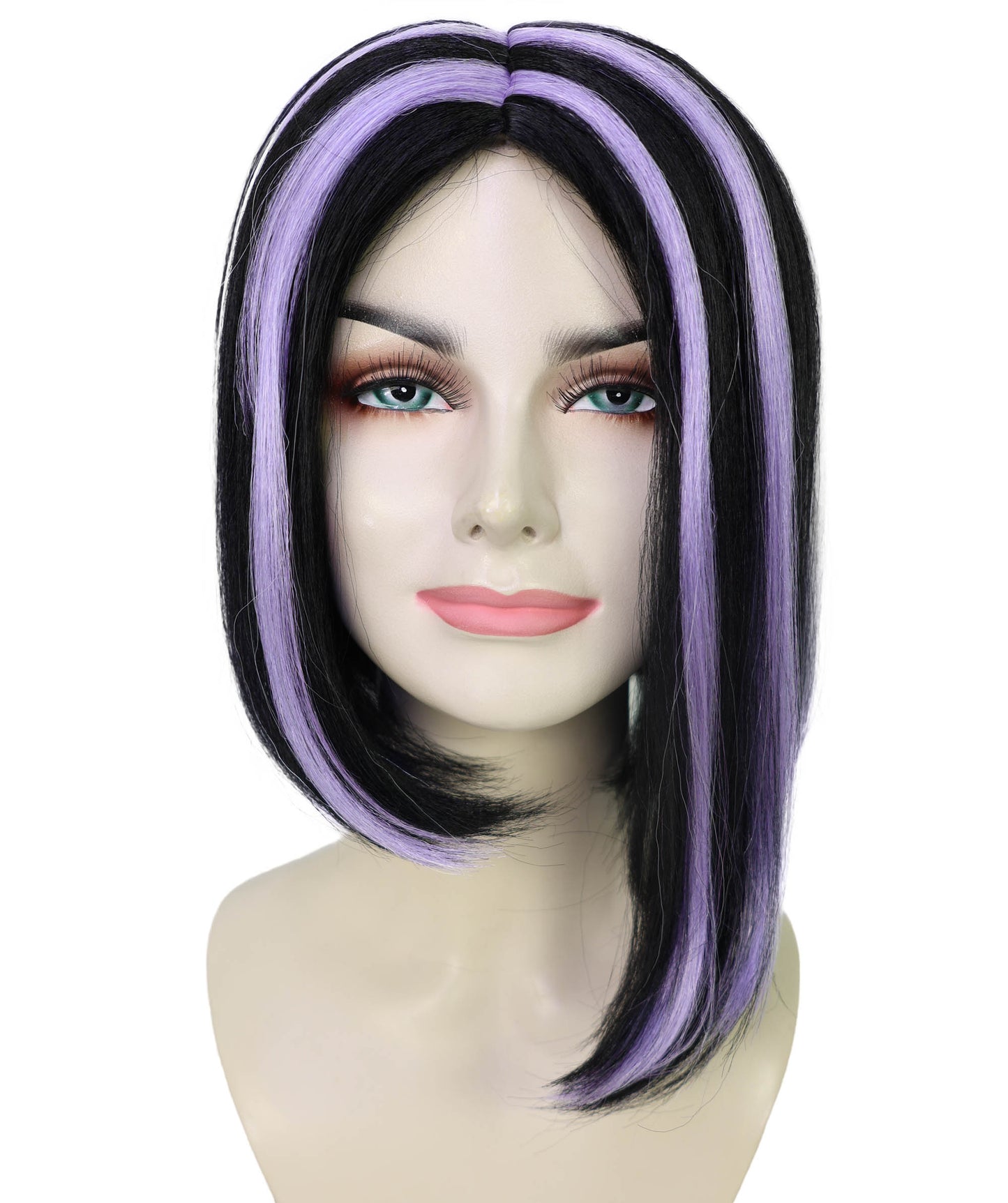 Wigs2you H-6978 大人女性用ホワイト＆パープルハイライトボブウィッグ｜ハロウィンやパーティーにぴったりのスタイリッシュなショートコスチュームヘア｜通気性に優れたキャップレスキャップ