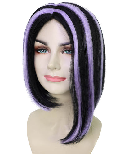 Wigs2you H-6978 大人女性用ホワイト＆パープルハイライトボブウィッグ｜ハロウィンやパーティーにぴったりのスタイリッシュなショートコスチュームヘア｜通気性に優れたキャップレスキャップ