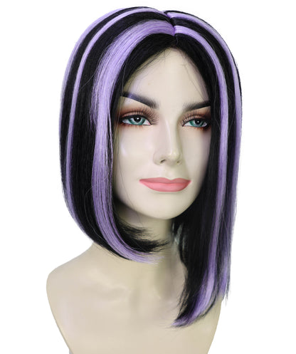 Wigs2you H-6978 大人女性用ホワイト＆パープルハイライトボブウィッグ｜ハロウィンやパーティーにぴったりのスタイリッシュなショートコスチュームヘア｜通気性に優れたキャップレスキャップ