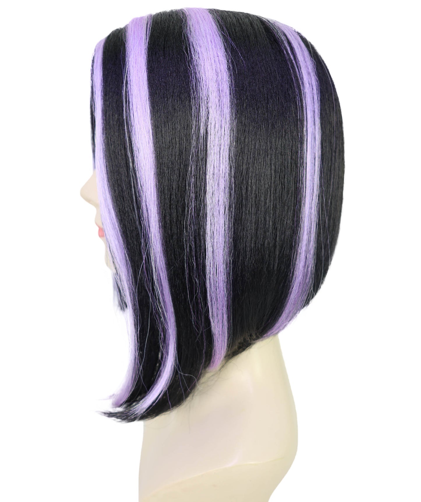 Wigs2you H-6978 大人女性用ホワイト＆パープルハイライトボブウィッグ｜ハロウィンやパーティーにぴったりのスタイリッシュなショートコスチュームヘア｜通気性に優れたキャップレスキャップ