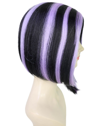 Wigs2you H-6978 大人女性用ホワイト＆パープルハイライトボブウィッグ｜ハロウィンやパーティーにぴったりのスタイリッシュなショートコスチュームヘア｜通気性に優れたキャップレスキャップ