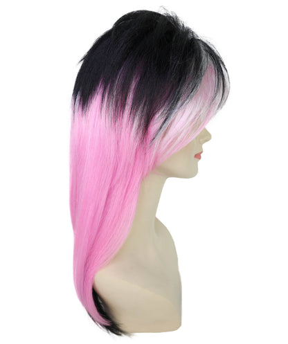 Wigs2you H-6979 大人女性用80年代ロックスターウィッグ｜ハロウィンやテーマパーティーにぴったりのブラック＆ピンクのレイヤーヘア｜通気性のあるキャップレスキャップ