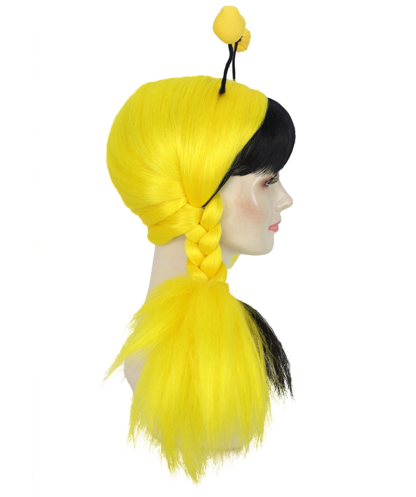 Wigs2you H-6980 大人用ビーマインウィッグ | 黒と黄色のストライプ柄ボブウィッグ、アンテナヘッドバンド付き。女性とティーン向け。蜂のコスチューム、ハロウィン、フェスティバルイベントに最適。