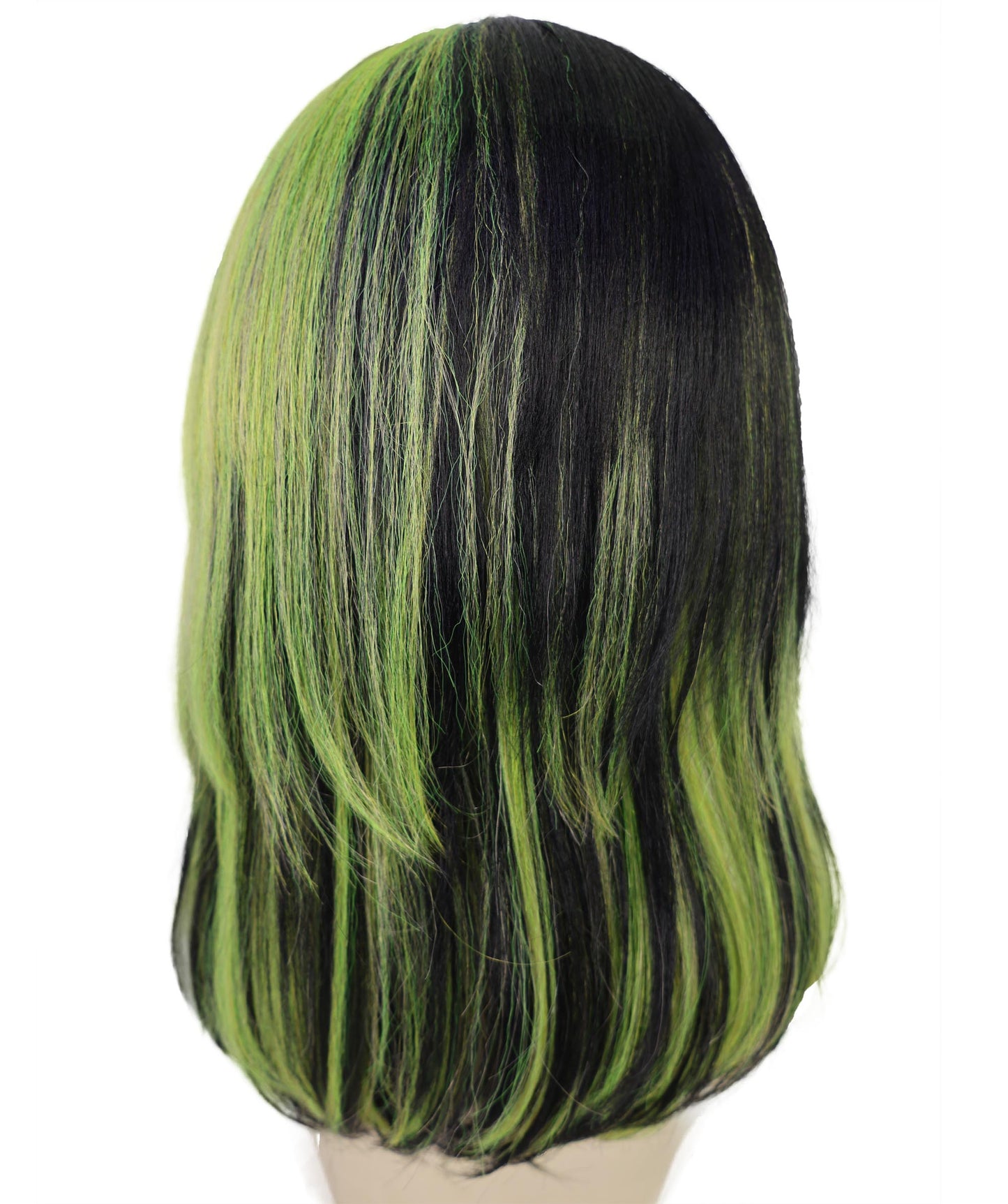 Wigs2you H-6981 女性用前髪付きショートロリータストレートウィッグ（大人用）｜グリーン＆ブラックのハイライト入り合成繊維ウィッグ｜普段使いにもハロウィンにも使える通気性の良いキャップ