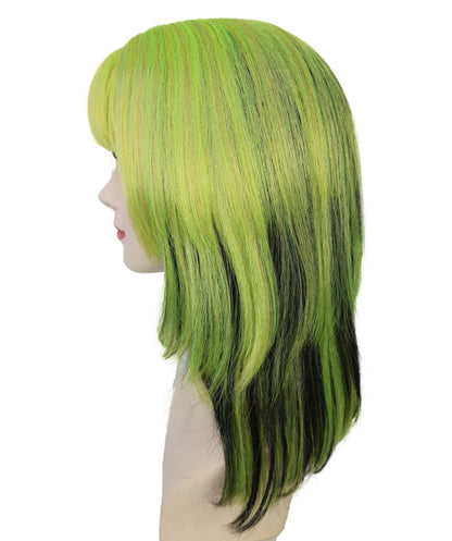 Wigs2you H-6981 女性用前髪付きショートロリータストレートウィッグ（大人用）｜グリーン＆ブラックのハイライト入り合成繊維ウィッグ｜普段使いにもハロウィンにも使える通気性の良いキャップ