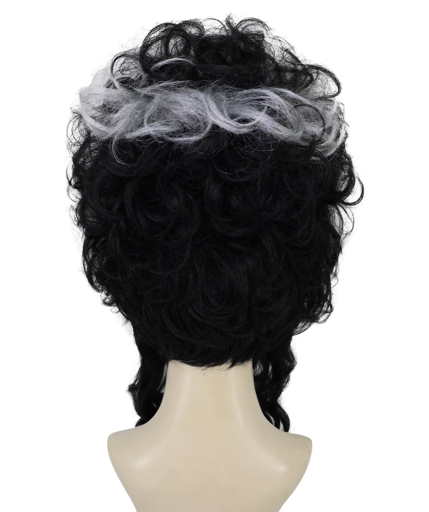 Wigs2you H-6984 女性用大人用フランケンシュタイン・ビーハイブウィッグ｜白い縞模様のハロウィンアップウィッグ｜黒の人工毛｜難燃性｜キャップレスキャップ｜ホラー花嫁コスチュームウィッグ