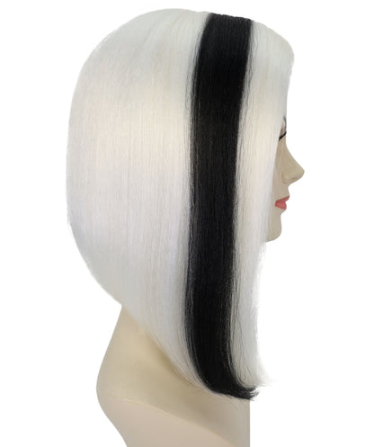 Wigs2you H-6987 大人女性用グラマーディーバホワイトウィッグ（ブラックストライプ入り）｜ロング合成コスチュームウィッグ｜ハロウィンパーティーディーバルック｜通気性のあるキャップレスフィット、ソフトファイバー