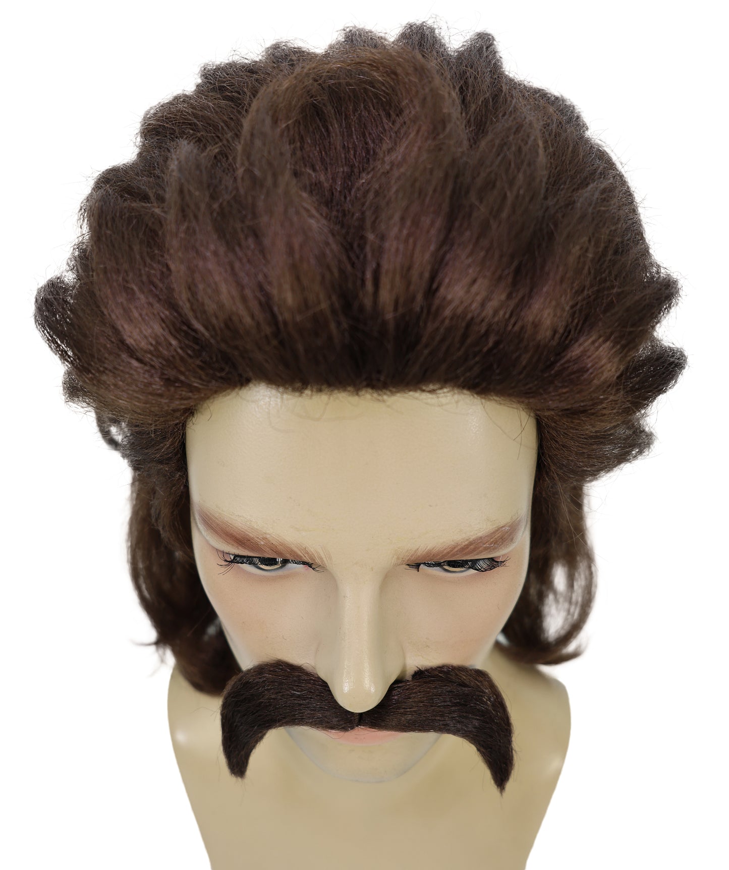 Wigs2you H-6991 大人用男性用マリー・アントワネット風フレンチコロニアルウィッグ（口ひげ付き）、ダークブラウン - ウェーブウィッグ、パーティー、劇場、歴史イベントに最適