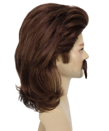 Wigs2you H-6991 大人用男性用マリー・アントワネット風フレンチコロニアルウィッグ（口ひげ付き）、ダークブラウン - ウェーブウィッグ、パーティー、劇場、歴史イベントに最適