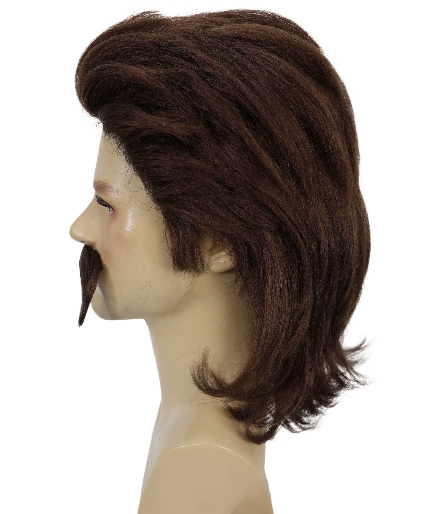 Wigs2you H-6991 大人用男性用マリー・アントワネット風フレンチコロニアルウィッグ（口ひげ付き）、ダークブラウン - ウェーブウィッグ、パーティー、劇場、歴史イベントに最適