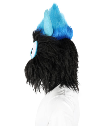 Wigs2you H-7002  大人用 ユニセックス ブラック＆ブルー ファーリーモンスター フルウィッグ ヘッドマスク付き 21インチ 難燃性合成繊維 ハロウィンやコスチュームイベントに
