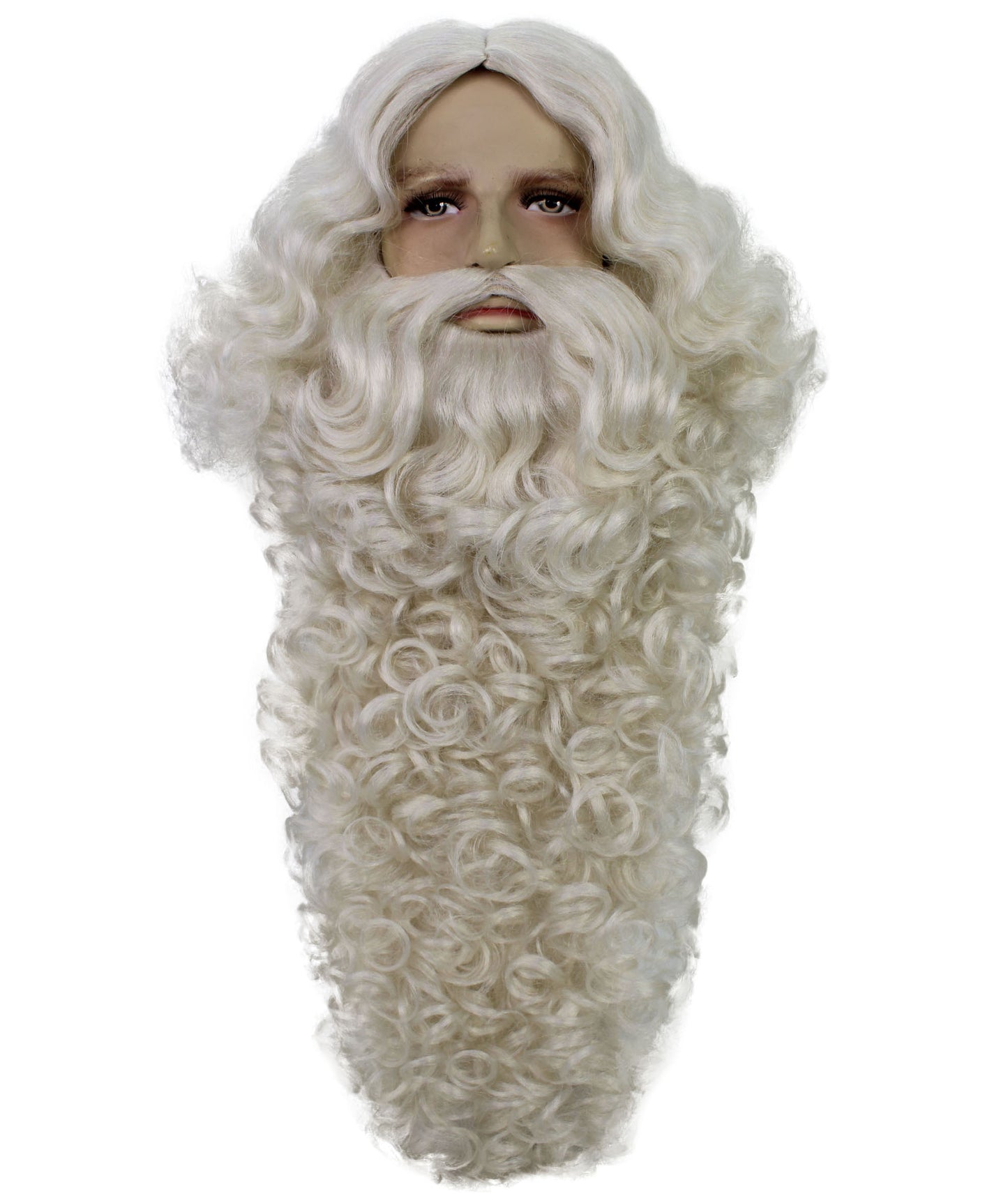 Wigs2you H-7004 大人用デラックスロングサンタフルウィッグ（ひげ・口ひげ付き）ホワイト 13インチ 合成繊維 クリスマス・ホリデーイベント用