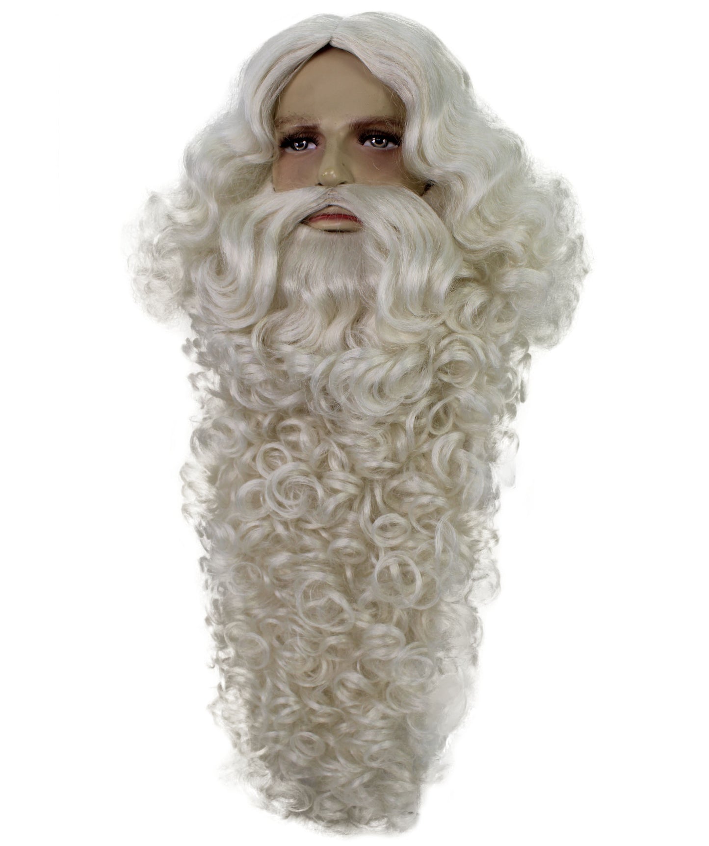 Wigs2you H-7004 大人用デラックスロングサンタフルウィッグ（ひげ・口ひげ付き）ホワイト 13インチ 合成繊維 クリスマス・ホリデーイベント用