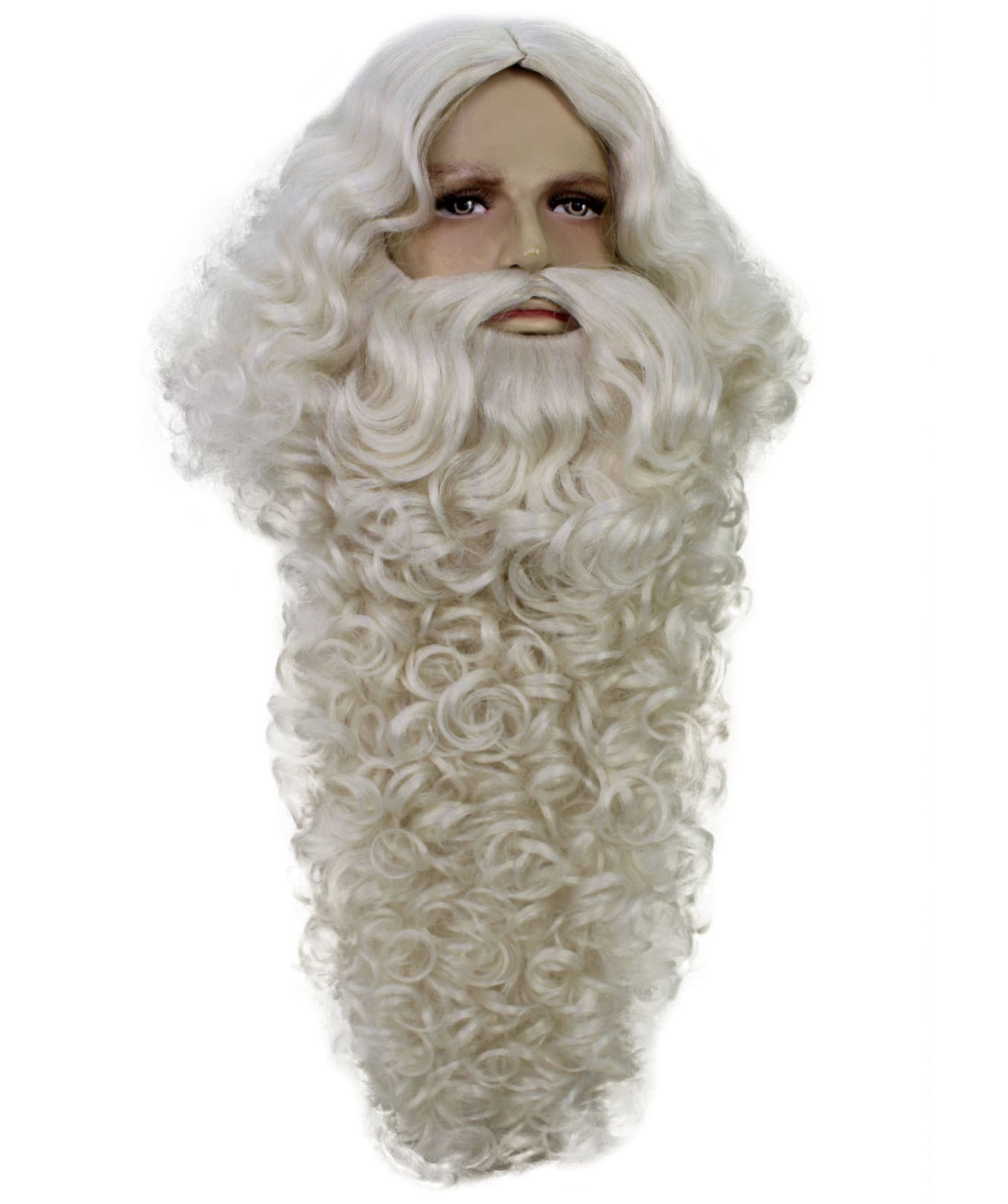 Wigs2you H-7004 大人用デラックスロングサンタフルウィッグ（ひげ・口ひげ付き）ホワイト 13インチ 合成繊維 クリスマス・ホリデーイベント用