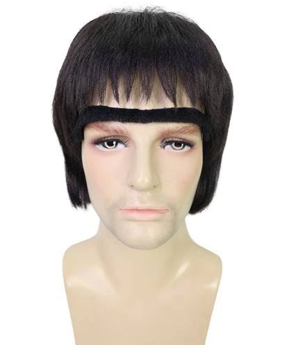 Wigs2You H-7005 大人用 メンズ 90年代風 ショートストレート ブリットポップ フルウィッグ ダークブラウン 10インチ 合成繊維 音楽パーティー、フェスティバル、コスプレに最適